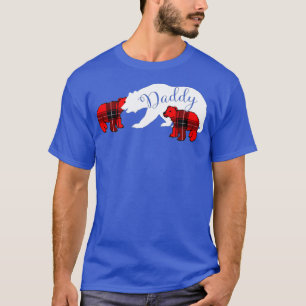 Daddy Bear Two 2 Cubs Roter Karierter Vater Vatert T-Shirt