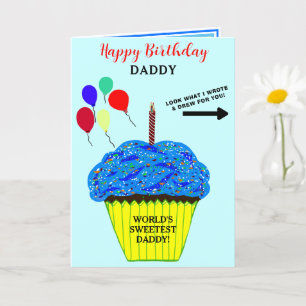 Daddy Birthday Blue Cupcake Write Zeichn Message Karte