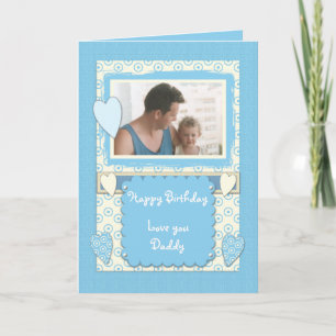 Daddy Birthday Foto blauer Gruß Karte