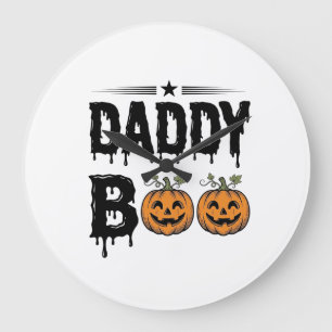 Daddy Boo Vintage Halloween-Kürbis-Shirt-Design_1 Große Wanduhr