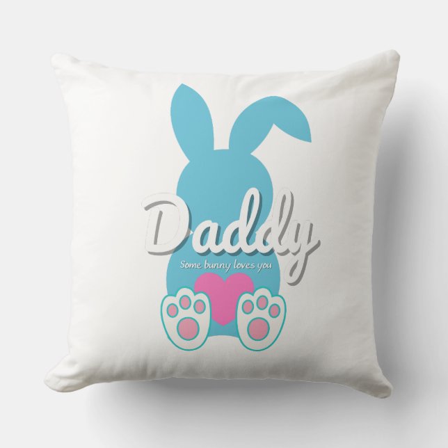 Daddy Bunny Throw Kissen - Ostergeschenk für Vater (Vorderseite)