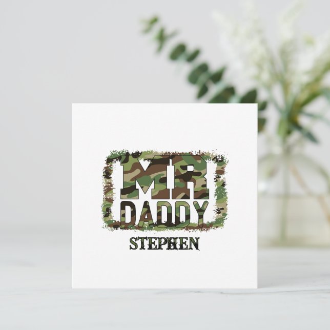 Daddy Camouflage Design mit Individuelle Name (Stehend Vorderseite)