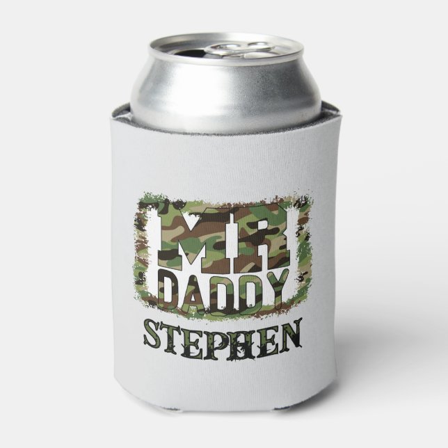 Daddy Camouflage Design mit Individuelle Name Dosenkühler (Kanne Vorderseite)