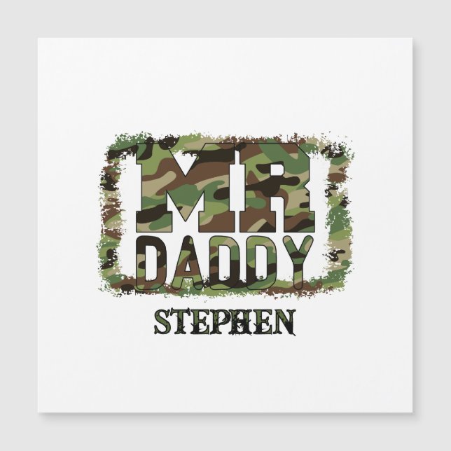 Daddy Camouflage Design mit Individuelle Name Magnetkarte (Vorderseite)