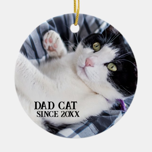 Daddy cat since Photo cute cat Keramik Ornament (Vorne)