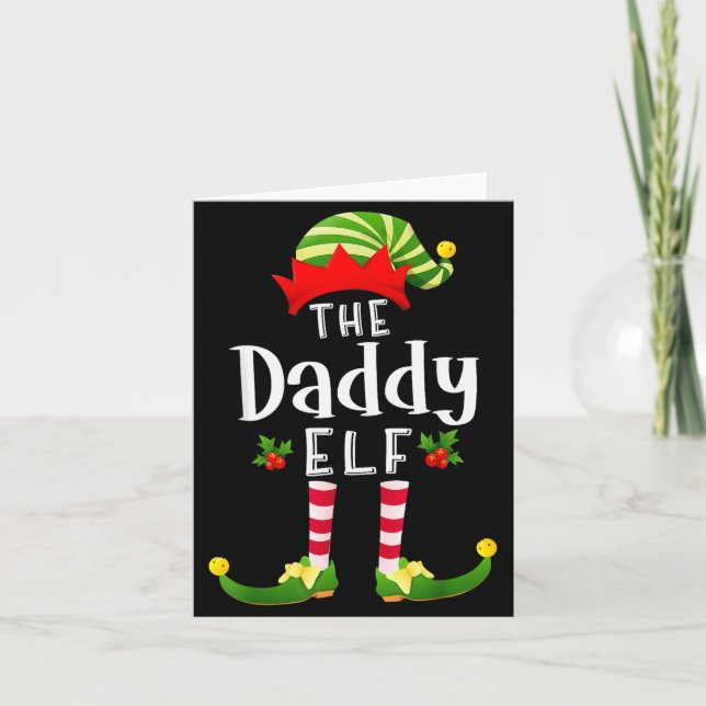 Daddy Christmas Elf Matching Pajama X-mas Party  Karte (Vorderseite)