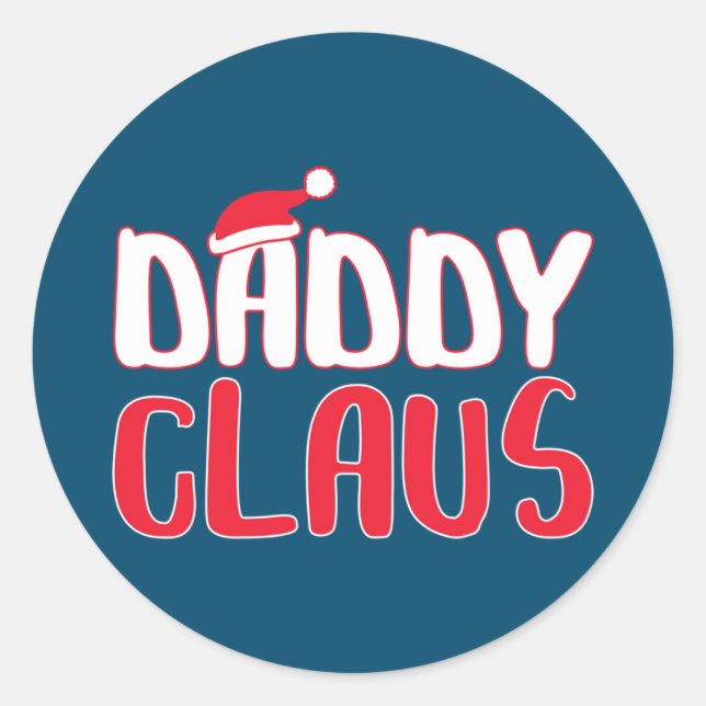 Daddy Claus Matching Weihnachtskostüme Runder Aufkleber (Vorderseite)