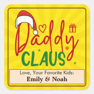 Daddy Claus Weihnachtsdesign Quadratischer Aufkleber