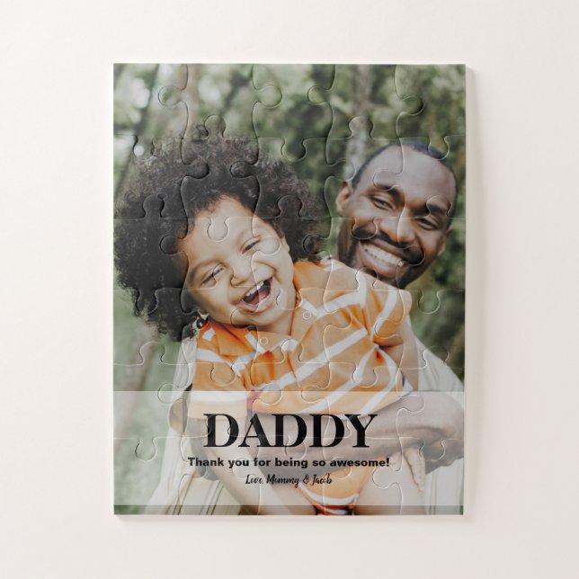 Daddy Custom Foto Name Danke Puzzle (Vertikal)