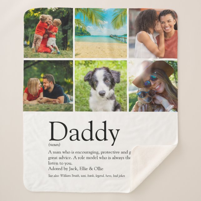 Daddy Definition Modern 6 FotoCollage Sherpadecke (Vorderseite)
