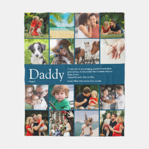 Daddy-Definitions-Zitat-Fotocollage Blau Fleecedecke