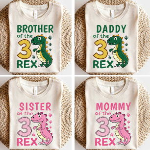 Daddy der Three-Rex Dino-Geburtstags-Matching-Klei T-Shirt