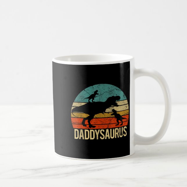 Daddy Dinosaur Daddysaurus 2 Two Kids Christmas Gi Kaffeetasse (Rechts)