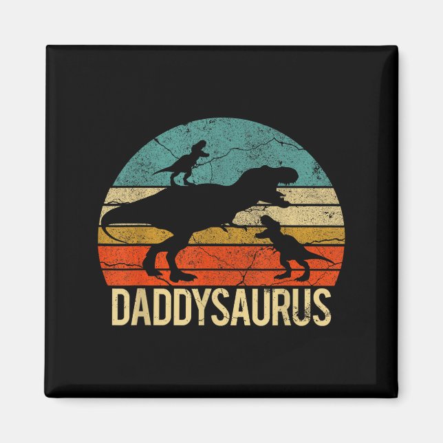 Daddy Dinosaur Daddysaurus 2 Two Kids Christmas Gi Magnet (Vorne)