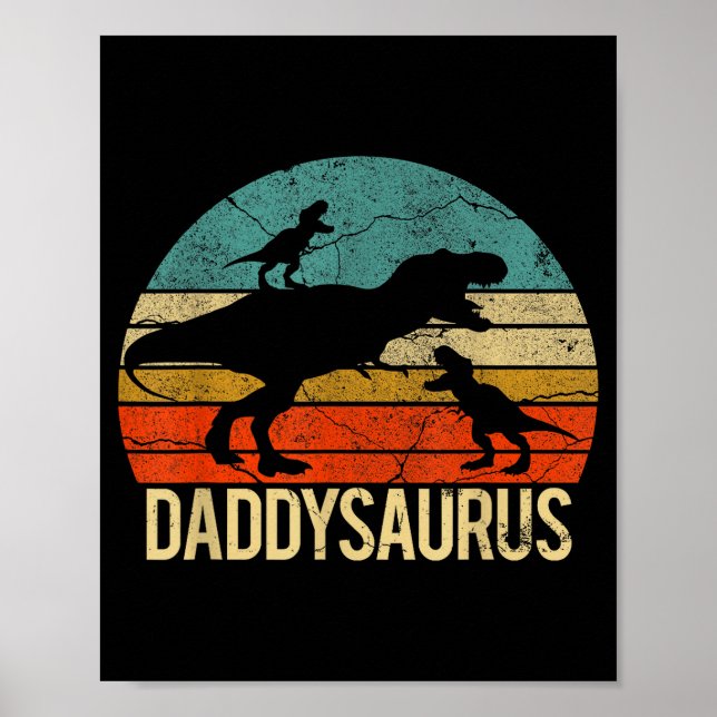 Daddy Dinosaur Daddysaurus 2 Two Kids Christmas Gi Poster (Vorne)
