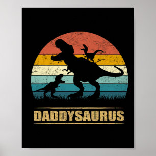 Daddy Dinosaur Daddysaurus 2 Two Kids Funny Vater Poster