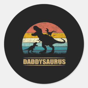 Daddy Dinosaur Daddysaurus 2 Two Kids Funny Vater Runder Aufkleber