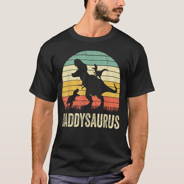 Daddy Dinosaur Daddysaurus 2 Vatertag Für T-Shirt (Vorderseite)
