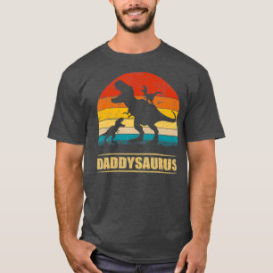 Daddy Dinosaur Daddysaurus 2 Zwei Kinder Geschenk  T-Shirt