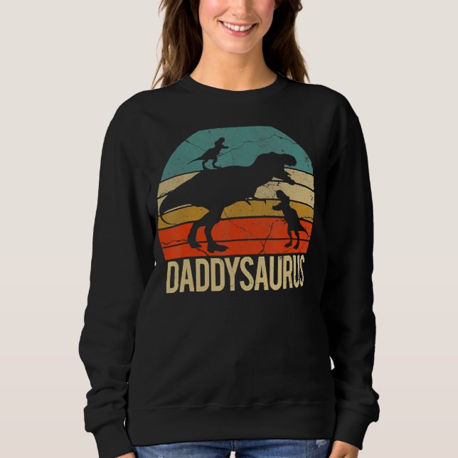 Daddy Dinosaur Daddysaurus 2 Zwei Kinder Weihnacht Sweatshirt (Vorderseite)