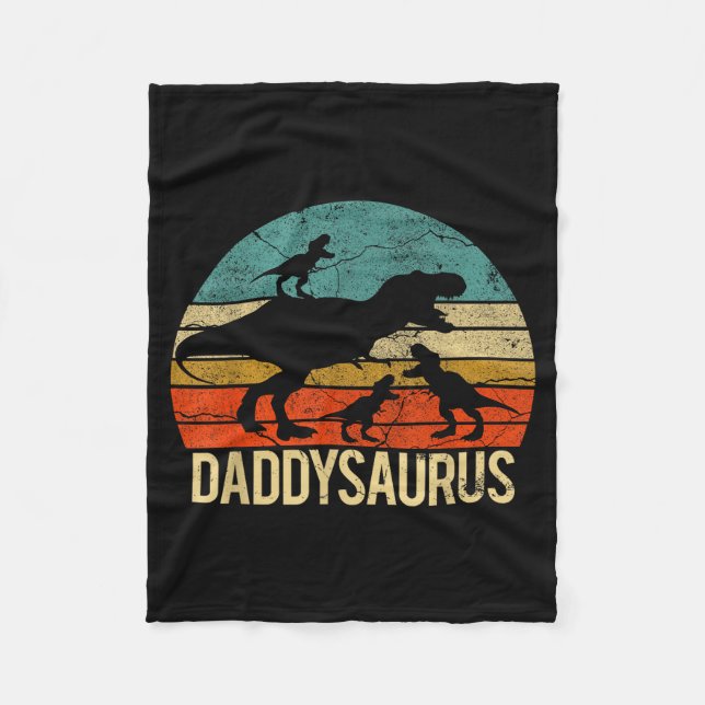 Daddy Dinosaur Daddysaurus 3 Drei Kinder Xmas Weih Fleecedecke (Vorderseite)
