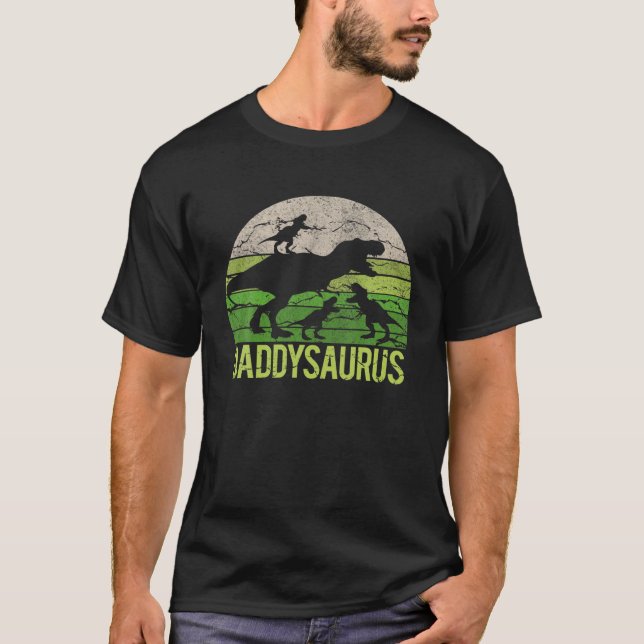 Daddy Dinosaur Daddysaurus 3 Three Kid Gift Dad Ch T-Shirt (Vorderseite)