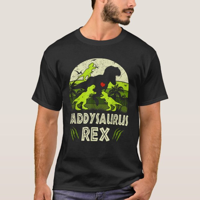 Daddy Dinosaur T Rex Daddysaurus 3 Kinder Match F T-Shirt (Vorderseite)