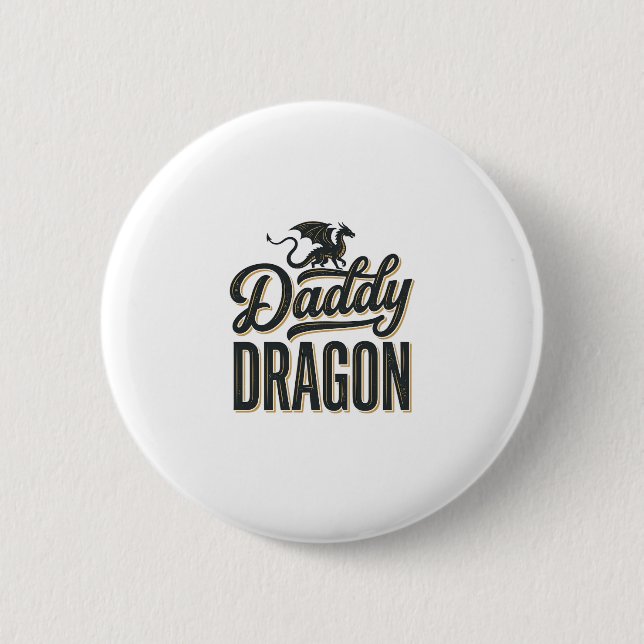 Daddy Dragon Vintage Gravur Shirt Design_1 Button (Vorderseite)