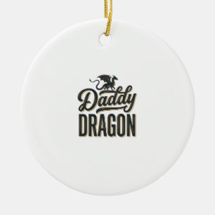 Daddy Dragon Vintage Gravur Shirt Design_1 Keramik Ornament