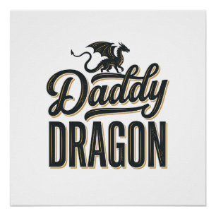 Daddy Dragon Vintage Gravur Shirt Design_1 Poster