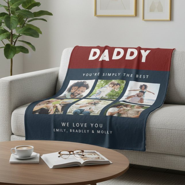 Daddy einfach die beste FotoCollage Personalisiert Fleecedecke (Von Creator hochgeladen)