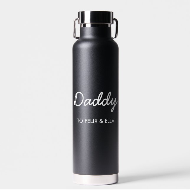 Daddy Elegant Kids nannte den Vater's Day Black Trinkflasche (Vorne)