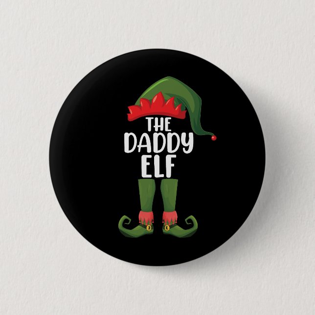 Daddy Elf Family Matching Group Weihnachts-Vater Button (Vorderseite)