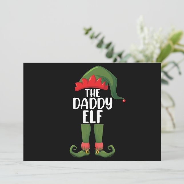 Daddy Elf Family Matching Group Weihnachts-Vater Einladung (Stehend Vorderseite)