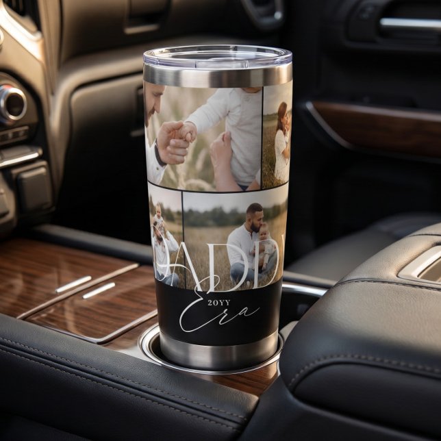 Daddy Era Fotocollage Erster Vatertag Thermobecher (Daddy Era Photo Collage First Father's Day Insulated Tumbler)