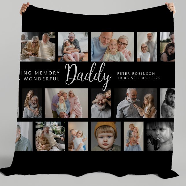 Daddy-Erinnerung 18-Foto-Collage Fleecedecke (Von Creator hochgeladen)