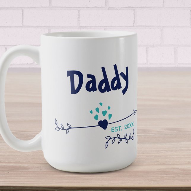 Daddy Est 20xx Herz & Pfeile Zwei Tone Blau Kaffeetasse (Von Creator hochgeladen)