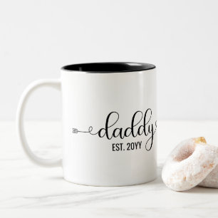 Daddy Est, New Dad   Papa zu Geschenken Zweifarbige Tasse