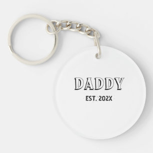 Daddy Est Year Vatertag Bold Typografy Foto Schlüsselanhänger