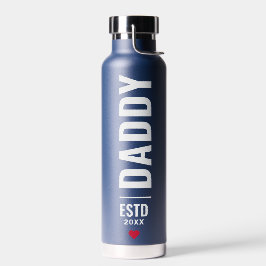 Daddy Established | Custom Date Navy Trendy Trinkflasche