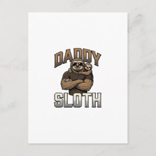 Daddy Faultier Lustige Familie Vintage Gravur Shir Postkarte