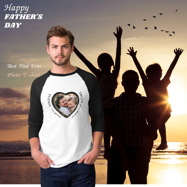 Daddy Foto Heart Shape T-Shirt (Daddy Photo Heart Shape T-Shirt (Front Full))