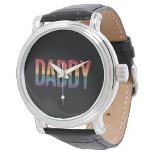 Daddy Gay Pride Monat LGBTQ Vatertag Regenbogen Armbanduhr