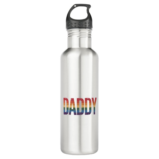 Daddy Gay Pride Monat LGBTQ Vatertag Regenbogen Edelstahlflasche (Vorderseite)