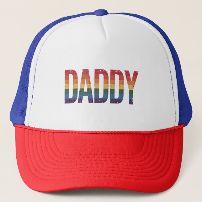 Daddy Gay Pride Monat LGBTQ Vatertag Regenbogen Truckerkappe (Vorderseite)