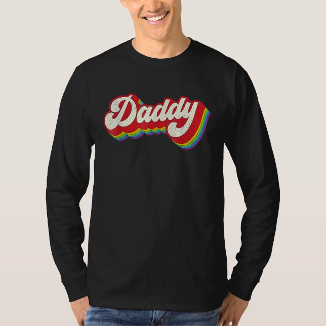 Daddy Gay Pride Month LGBTQ Fathers Day Rainbow Fl T-Shirt (Vorderseite)