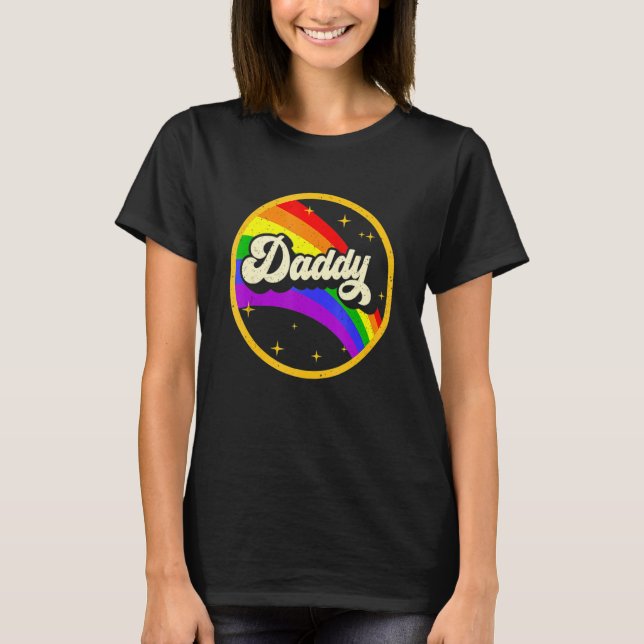 Daddy Gay Pride Month LGBTQ Fathers Day Rainbow Fl T-Shirt (Vorderseite)