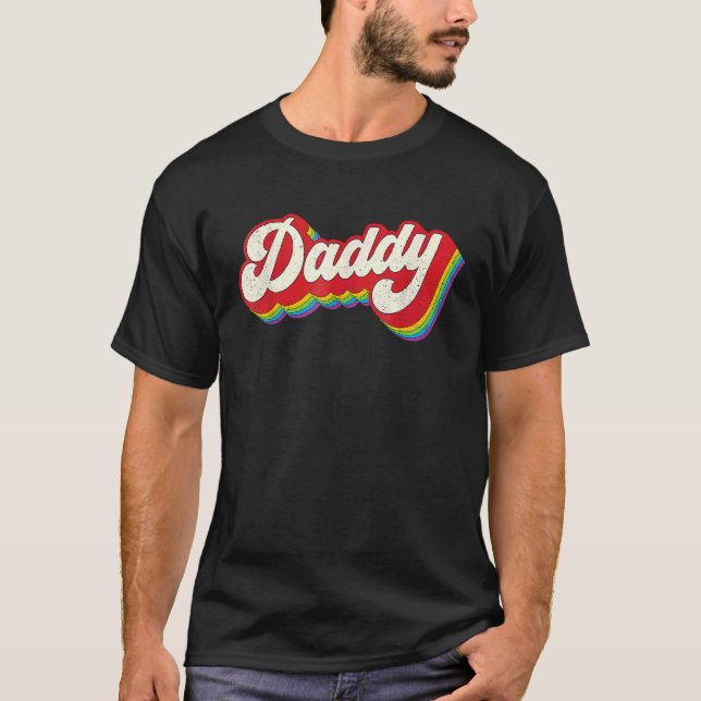 Daddy Gay Pride Month LGBTQ Fathers Day Rainbow Fl T-Shirt (Vorderseite)