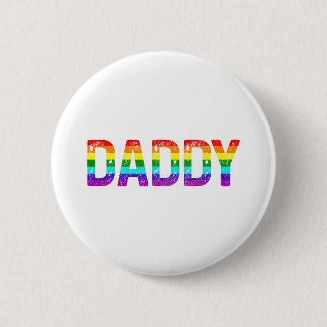 Daddy Gay Pride Month Lgbtq Vathers Day Rainbow Fl Button (Vorderseite)