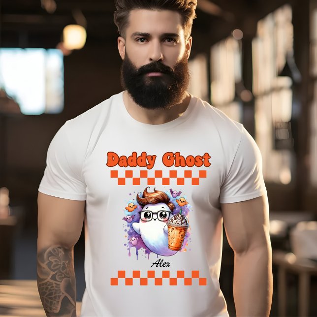 Daddy Ghost Personalisiert Name Halloween-Geschenk T-Shirt (Von Creator hochgeladen)
